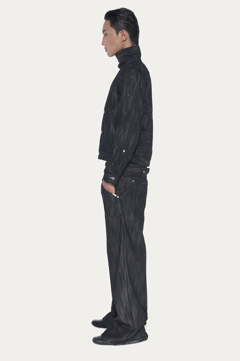 PLEAT 1.0 DENIM JACKET | BLACK SLUB