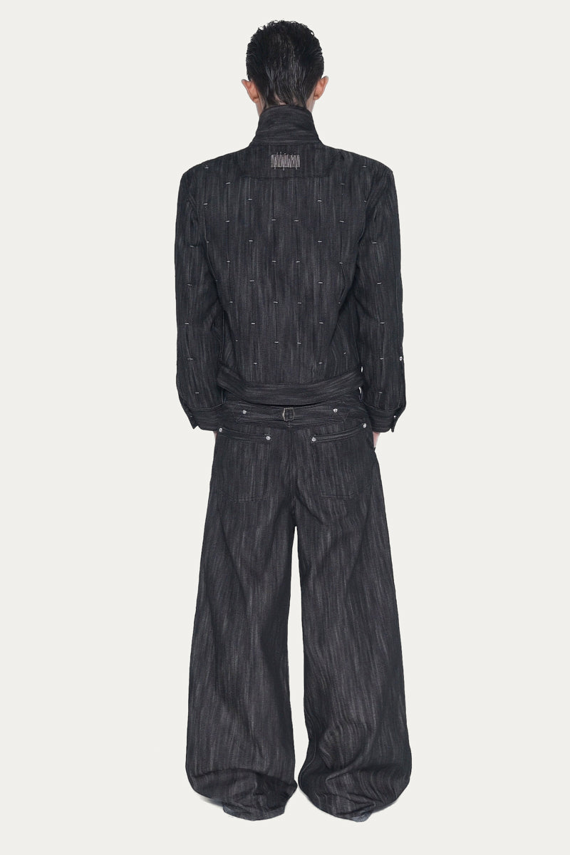 PLEAT 1.0 DENIM JACKET | BLACK SLUB