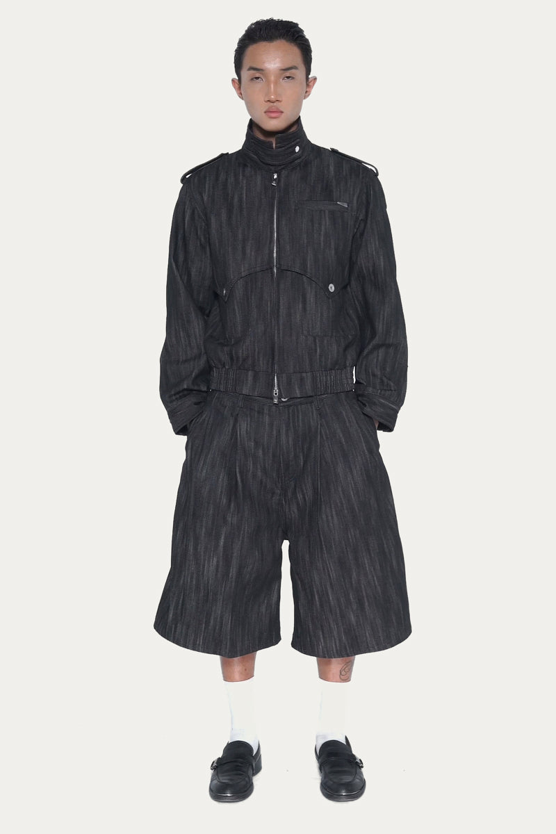 STRUCTURE 1.0 DENIM SHORTS | BLACK SLUB